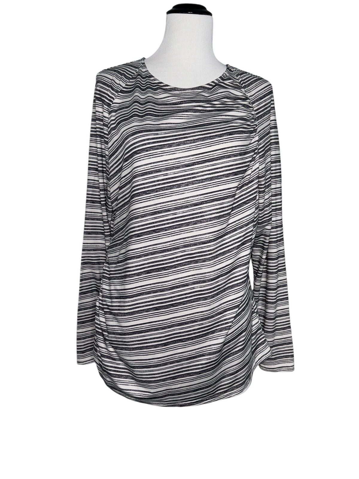 Columbia Omni-Wick Sun Shirt With Ruched Details Sz Xl Gray And White